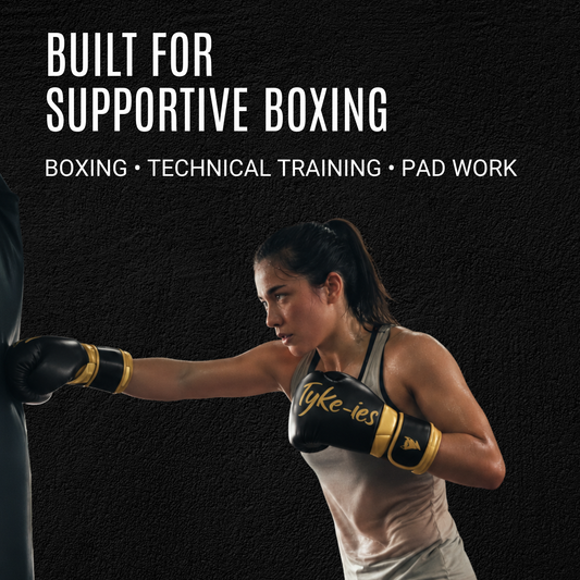 Tyke-ies Elegant black and gold boxing gloves for boxing, technical training and pad work