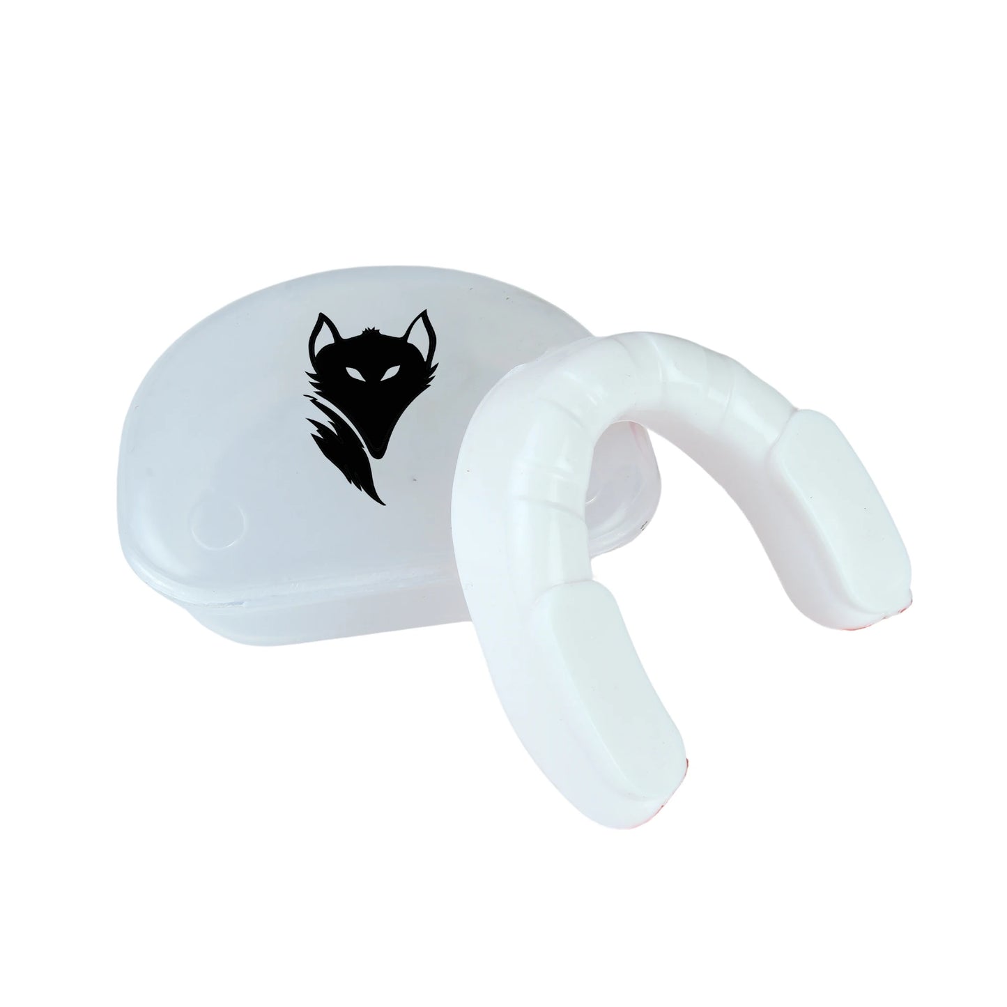 White Tyke-ies Resilient mouthguard in its protective travel case for hygiene.