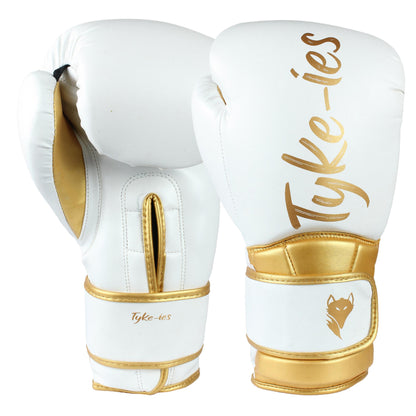 Tyke-ies Pro Boxing Gloves 'ELEGANT' - White/Gold | Style & Power