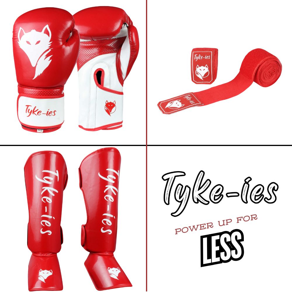 Starter Pack - Red (Boxing Gloves, Shin Pads & Hand Wraps)