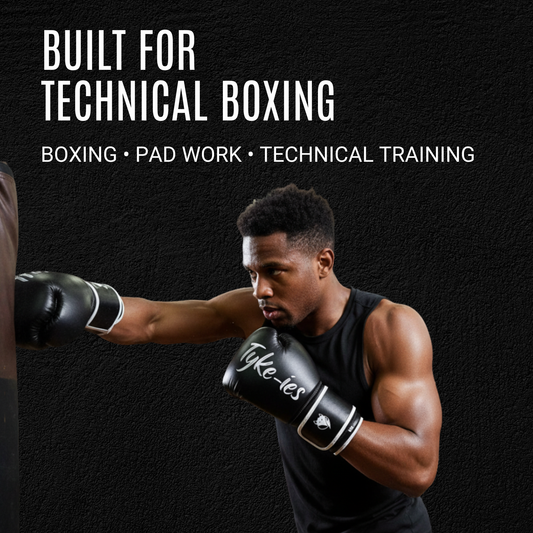 Tyke-ies black AGILE boxing gloves for boxing, pad work and technical training