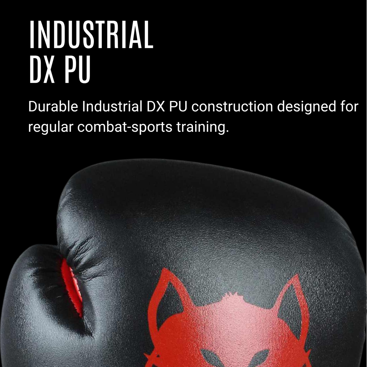 Tyke-ies black and red SWIFT boxing gloves made with Industrial DX PU