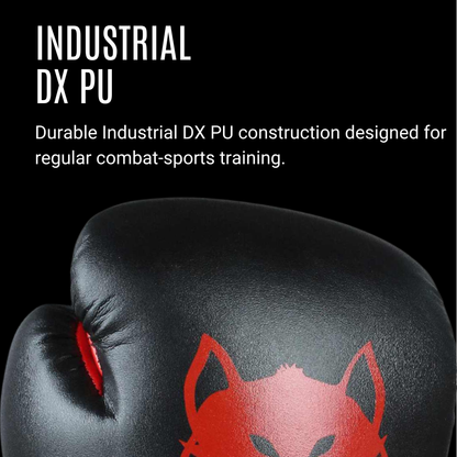 Tyke-ies black and red SWIFT boxing gloves made with Industrial DX PU