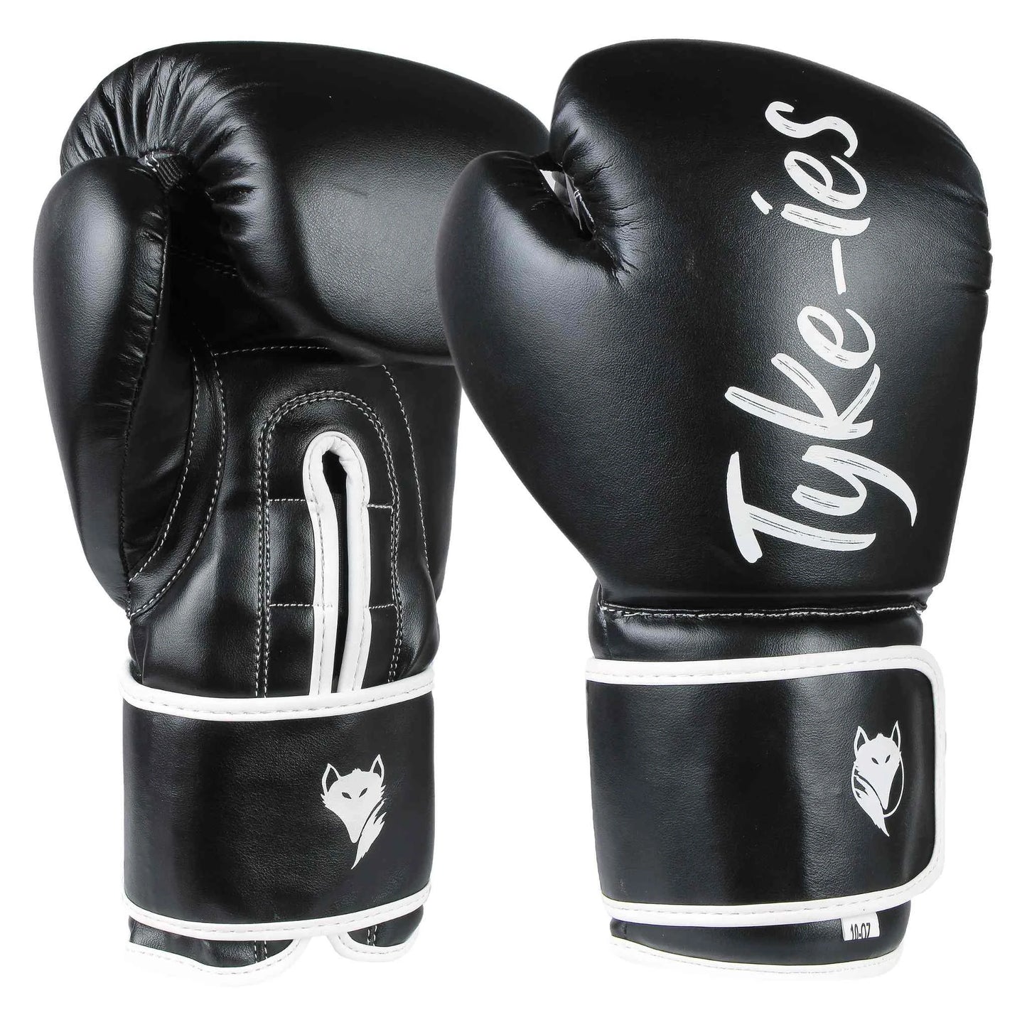 Technical layout of the black Tyke-ies Agile glove series showing the DX PU leather construction.