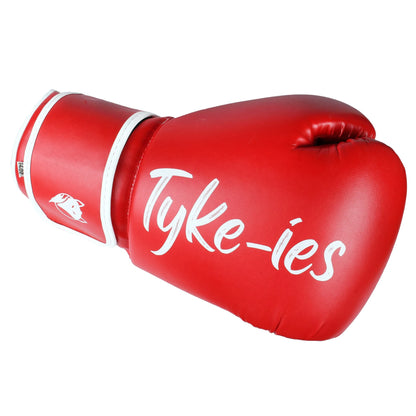 Rear impact padding view of red Tyke-ies Agile boxing gloves designed for high-performance sparring.