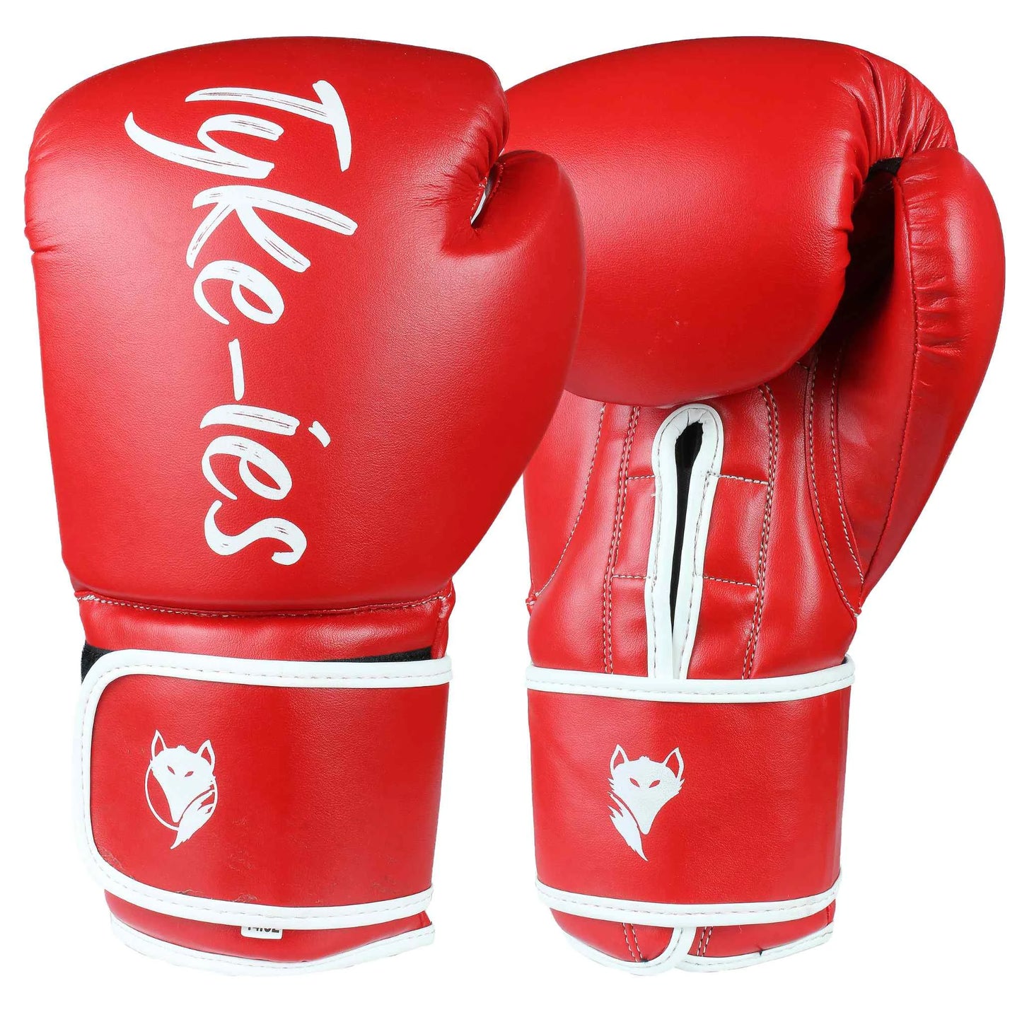 Red Tyke-ies Agile boxing gloves pair showing the contrast between the outer shell and inner palm.