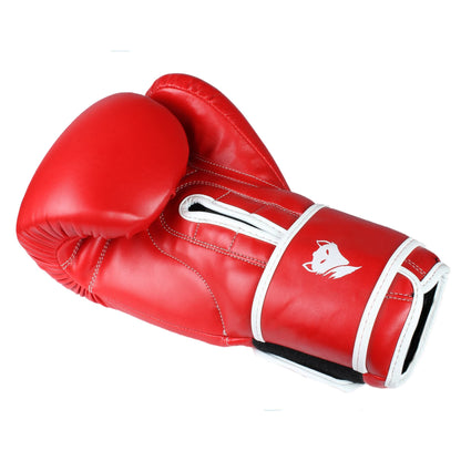 Close-up of the red Tyke-ies Agile glove palm and hook-and-loop wrist closure system.