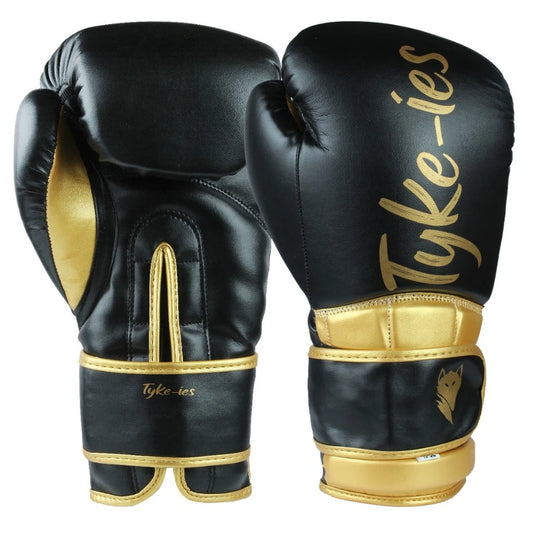 Technical view of the black and gold Tyke-ies Elegant series with luxury metallic finishes.