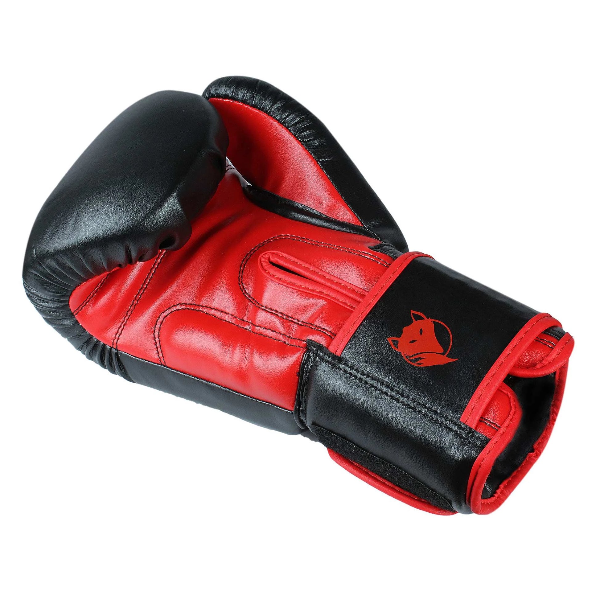 Palm and wrist closure of black and red Tyke-ies Swift gloves with reinforced wrist support.