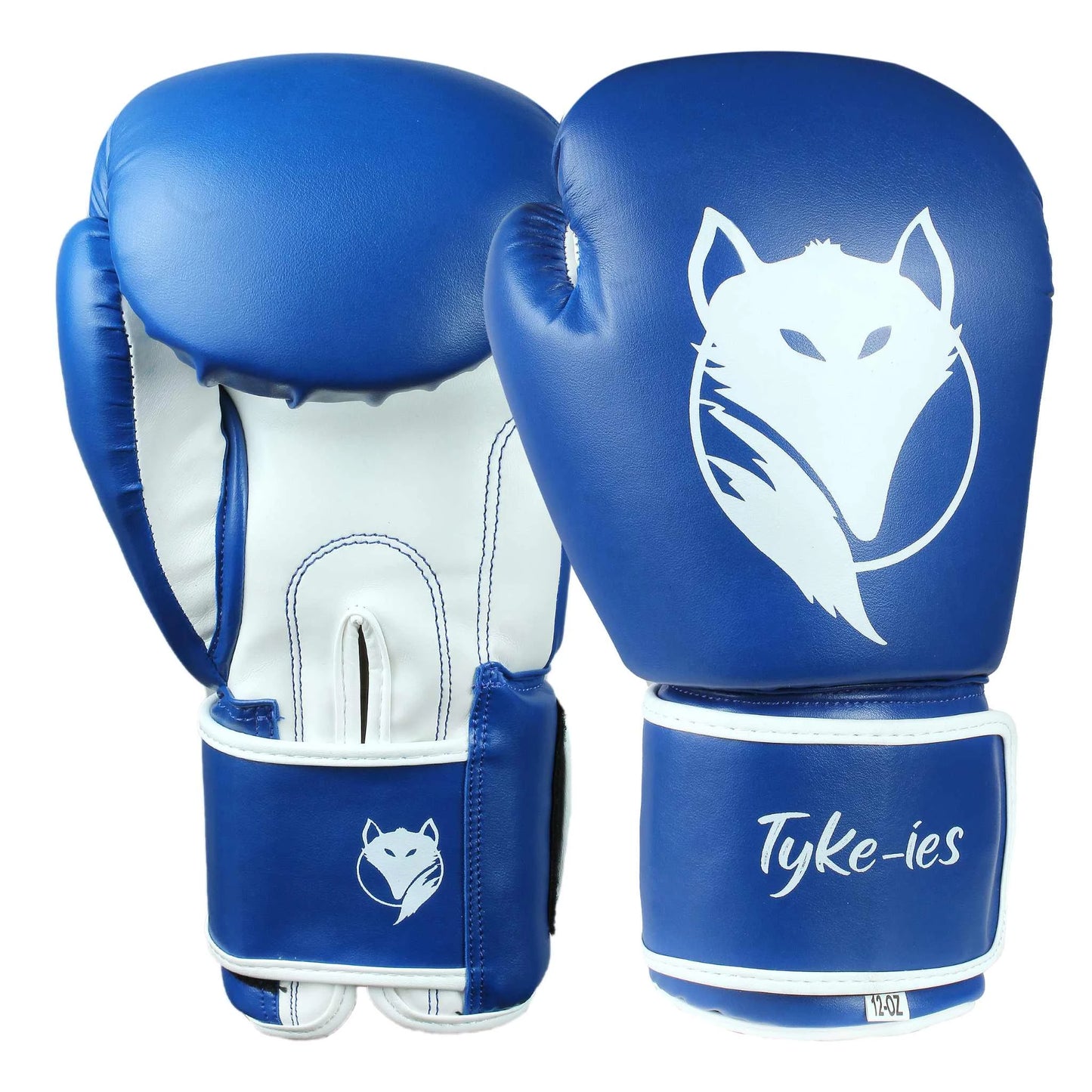 Full technical set view of blue Tyke-ies Swift gloves showcasing the dx pu leather and stitching.