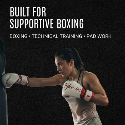 Tyke-ies Elegant white and red boxing gloves for boxing, technical training and pad work