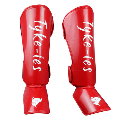 Front view of red Tyke-ies Protect shin guards with professional high-density padding.
