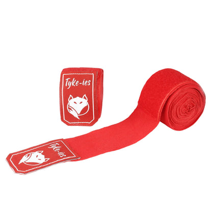 Pair of 4.5m red Tyke-ies Pure semi-elastic hand wraps for boxing and MMA.