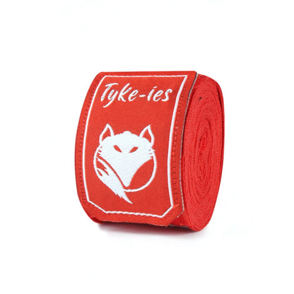 Red Tyke-ies Pure hand wraps rolled up showing the high-quality stretch material.