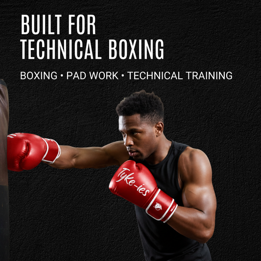 Tyke-ies red AGILE boxing gloves for boxing, pad work and technical training