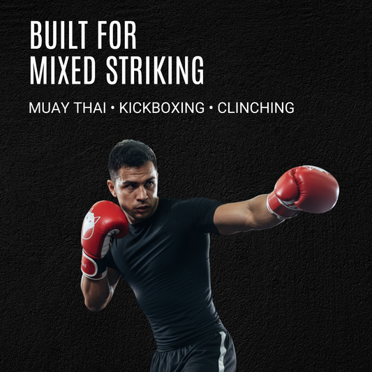 Tyke-ies red SWIFT boxing gloves for Muay Thai, kickboxing and mixed striking