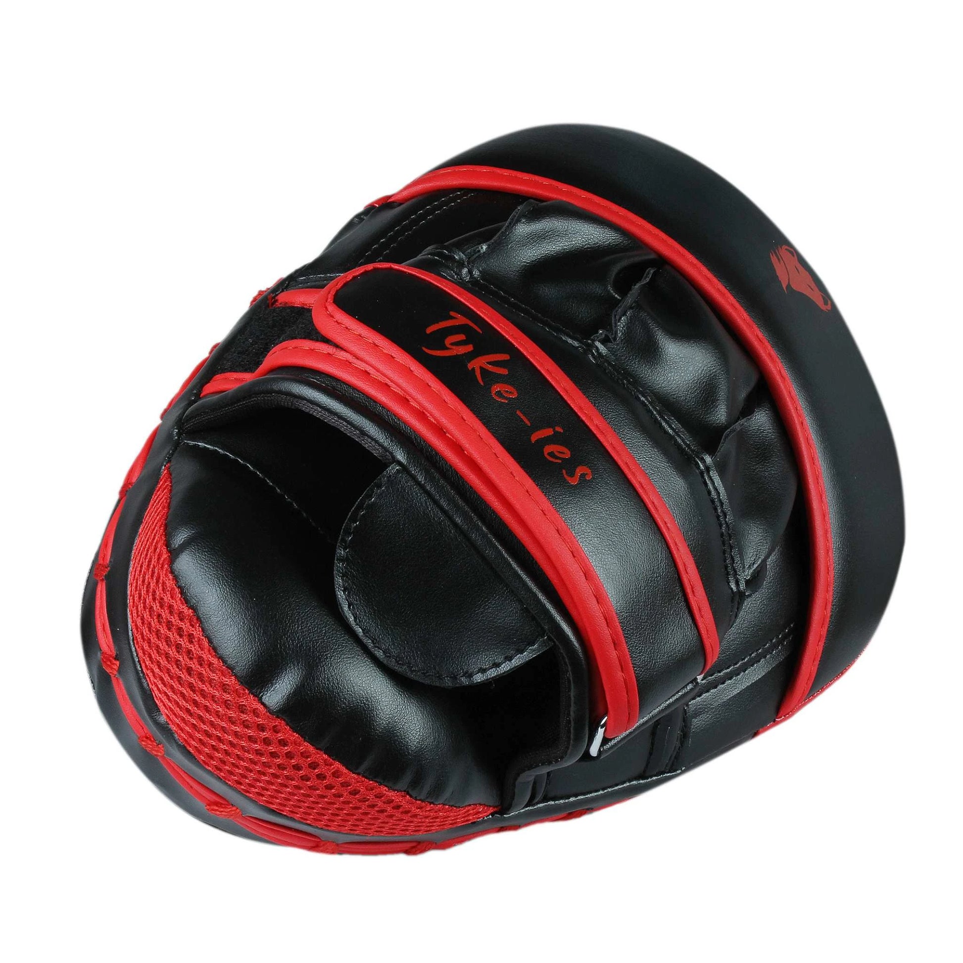 Profile view of black and red Spot pads showing the compact lightweight padding.